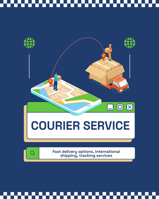 Courier Services with Mobile App Developed Instagram Post Vertical tervezősablon