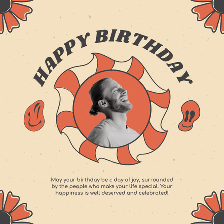 Neutral Simple Birthday Greeting on Beige LinkedIn post Modelo de Design