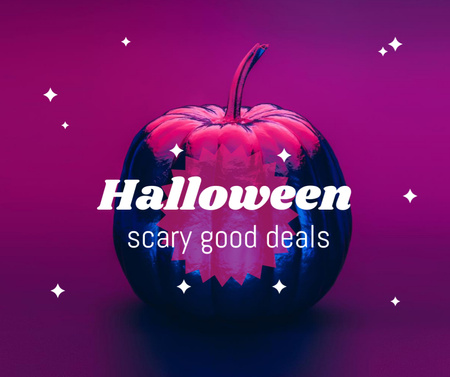 Halloween Store Offer with Bright Pumpkin Facebook Design Template
