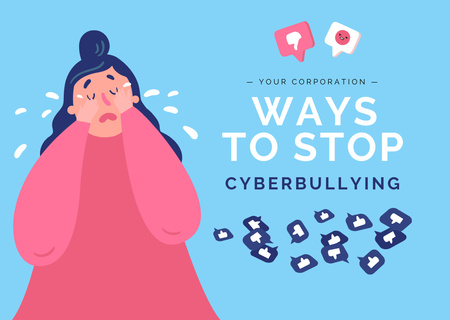 Awareness of Stop Cyberbullying Postcard Design Template
