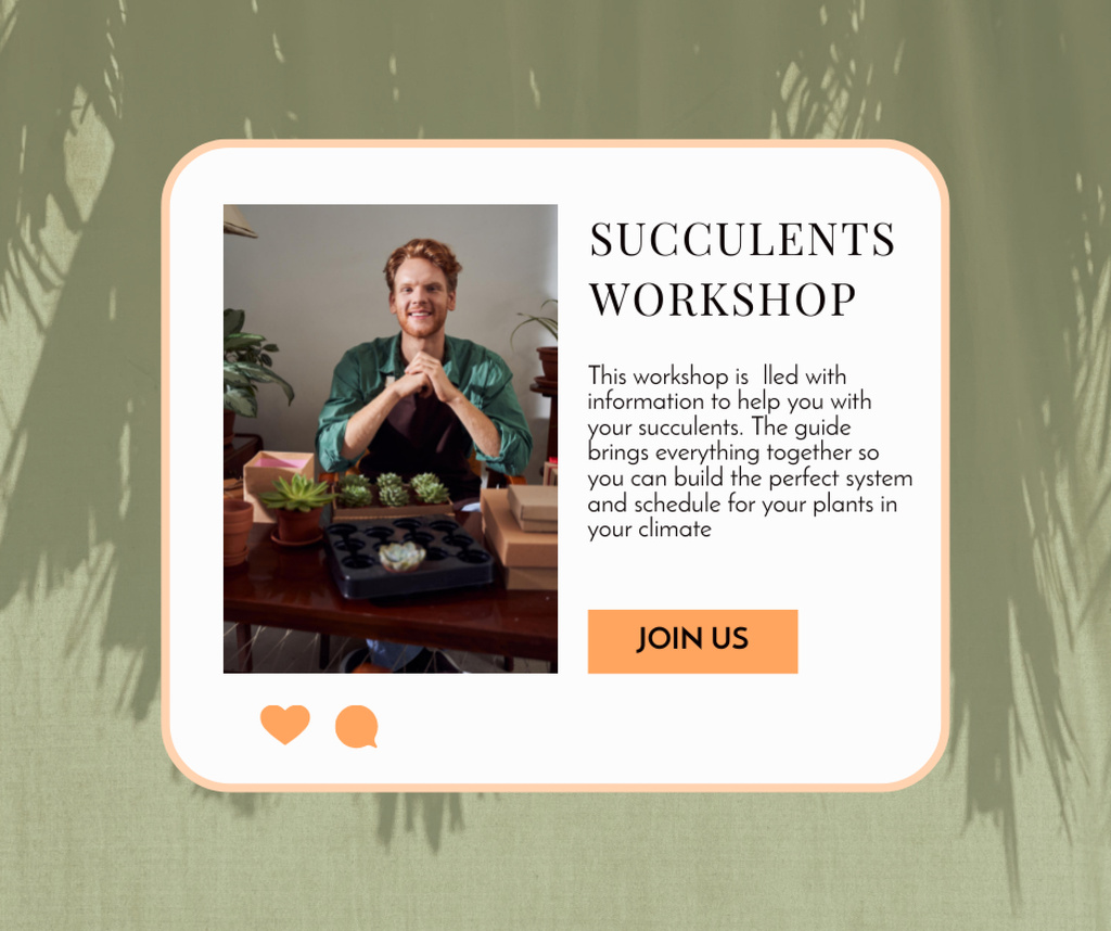 Succulents Workshop Announcement Facebook tervezősablon