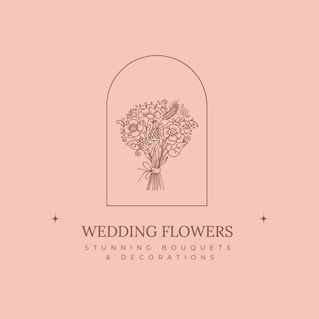 Düğün İçin Çiçek Buketleri Ve Süslemeleri Animated Logo Tasarım Şablonu
