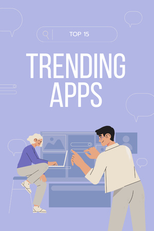 Trending Apps review with business Team Pinterest Modelo de Design