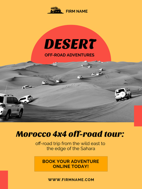 Off-Road Tours Offer with Cars Poster 36x48in Design Template