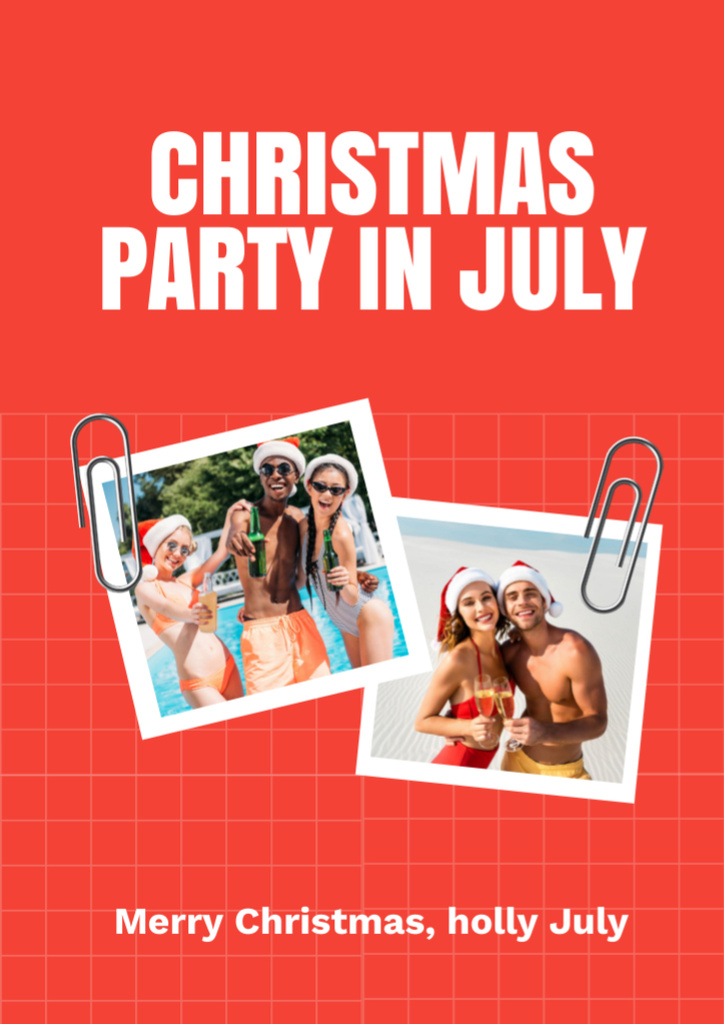 Ontwerpsjabloon van Flyer A4 van Youth Christmas Party in July by Pool