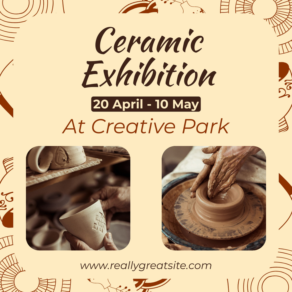 Collage with Announcement of Exhibition of Ceramics Instagram Design Template
