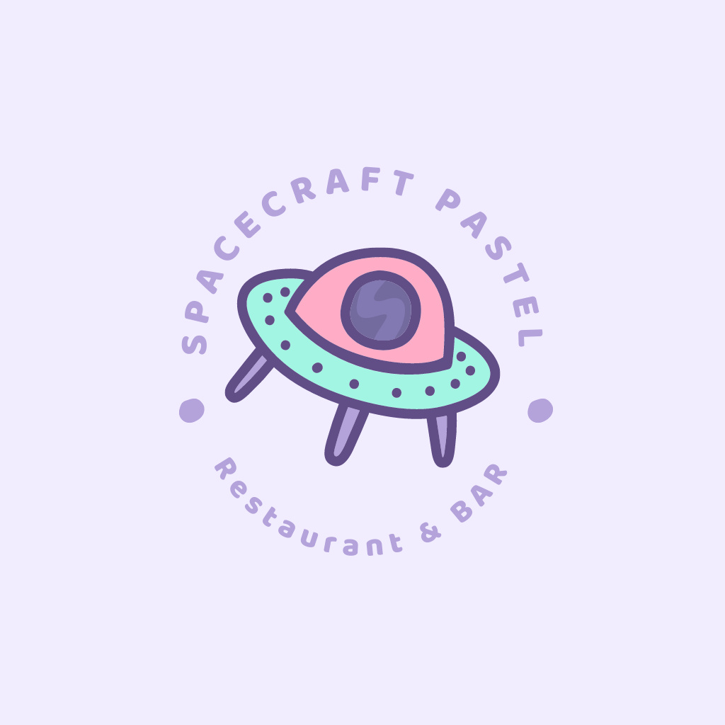 Restaurant Emblem in  View of Flying Saucer Logo Design Template