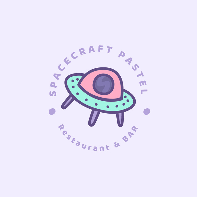 Designvorlage Restaurant Emblem in  View of Flying Saucer für Logo