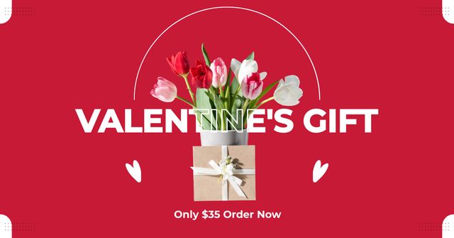 Offer Prices for Valentine's Day Gifts Facebook AD Design Template