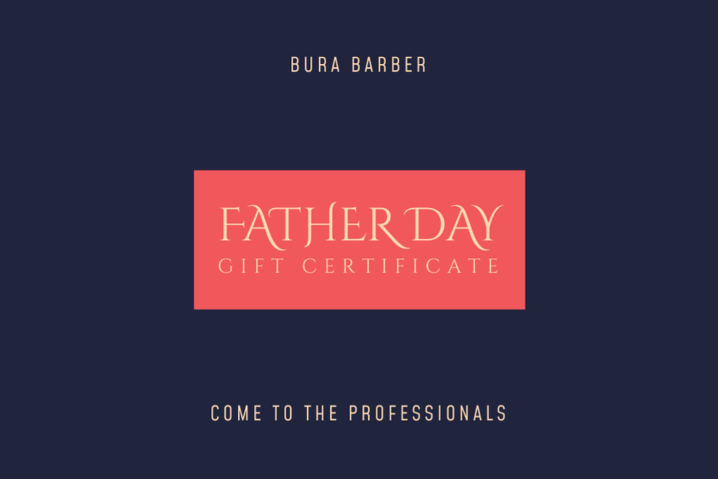 Father's Day Free Haircut Announcement on Blue Gift Certificate Tasarım Şablonu