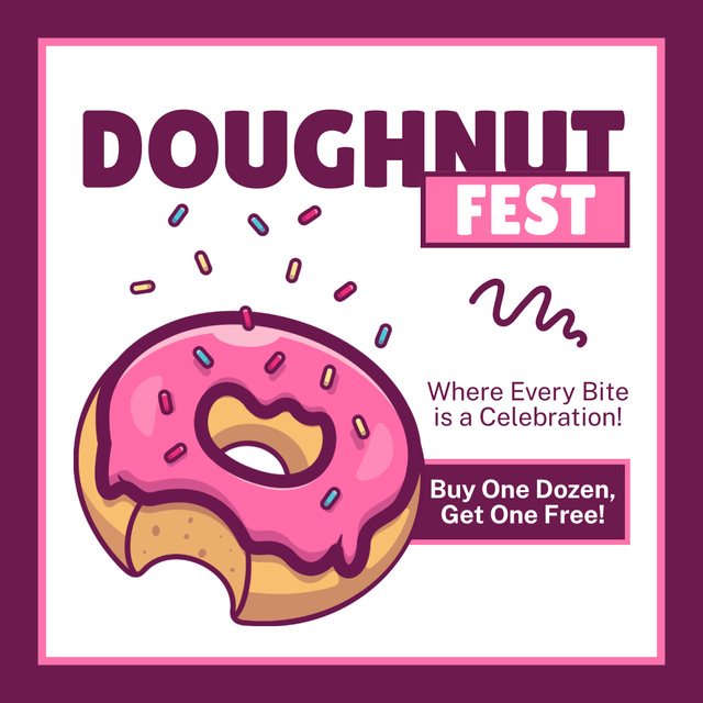 Doughnut Festival Event Announcement Instagram AD Design Template