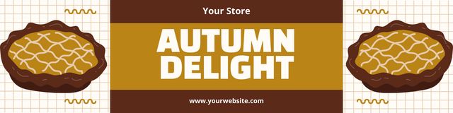Ontwerpsjabloon van Twitter van Delicious Autumn Pies Offer In Brown