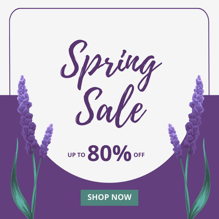 Kevätalennusilmoitus violeteilla kukilla Instagram Design Template