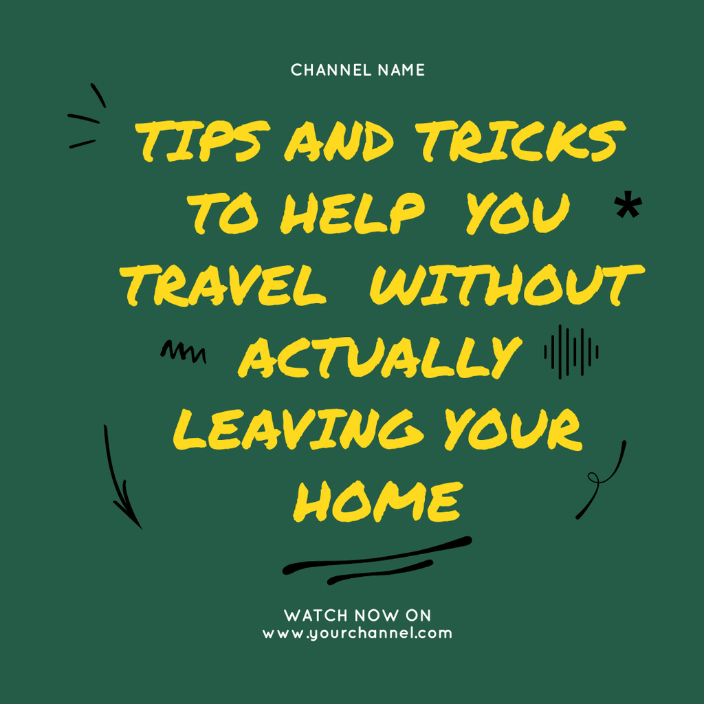 Ontwerpsjabloon van Instagram van Tips and Tricks for Traveling From Home on Green