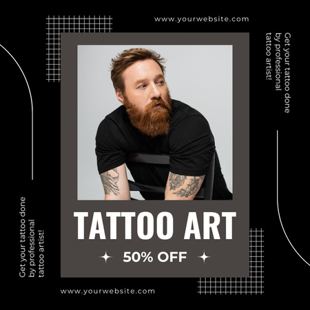 Professional Tattoo Art With Discount Offer Instagram Design Template