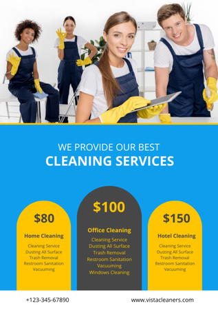 Cleaning Services Ad with Smiling Team Flyer A5 Design Template