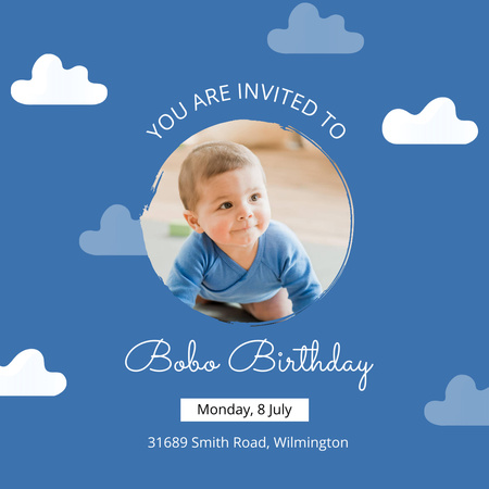 Birthday Party of Little Boy Announcement Instagram Modelo de Design