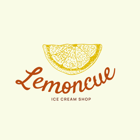 Ice Cream Shop Ad With Lemon Wedge Logo 1080x1080px Design Template
