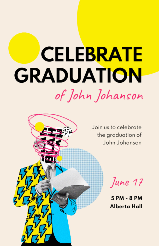 Graduation Party Announcement With Creative Illustration Invitation 5.5x8.5in – шаблон для дизайна