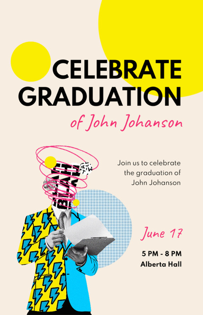 Graduation Party Announcement With Creative Illustration Invitation 5.5x8.5inデザインテンプレート