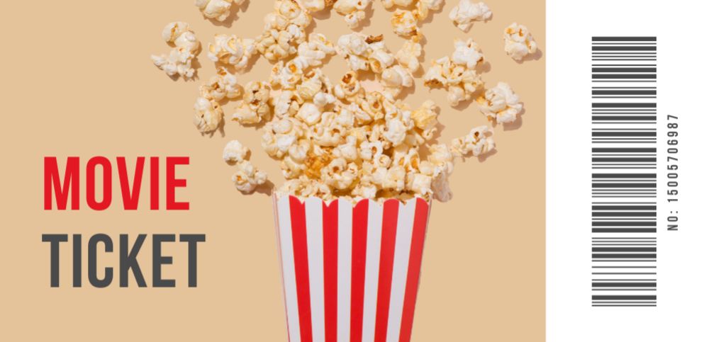 Ontwerpsjabloon van Ticket DL van Movie With Sprinkled Popcorn