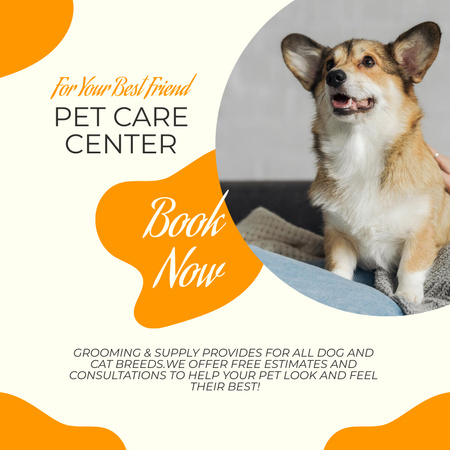 Sevimli Köpekli Pet Care Center Reklamı Instagram Tasarım Şablonu