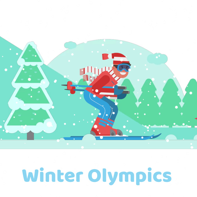 Designvorlage Skier on a snowy slope für Animated Post