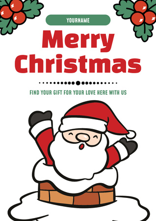 Plantilla de diseño de Venta navideña de dibujos animados de regalos Poster 