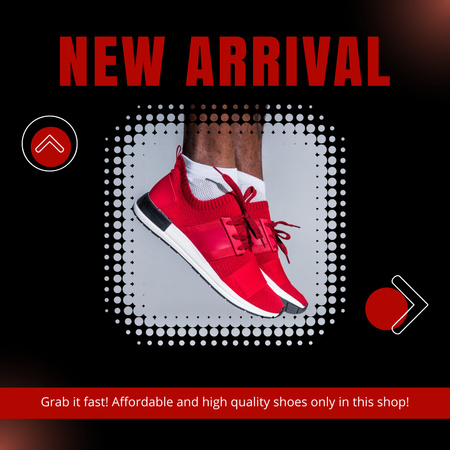 Sport Shoes Ad with Red Sneakers Instagram Tasarım Şablonu