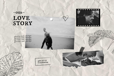 Beautiful Love Story with Cute Couple Mood Board Modelo de Design