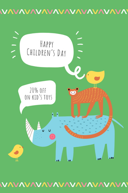 Cute Toys For Kids With Discount Offer On Children's Day Postcard 4x6in Vertical Design Template