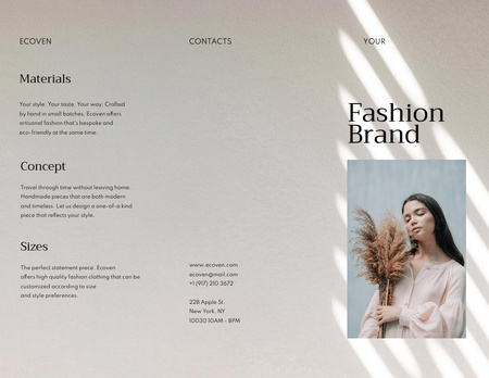 Ontwerpsjabloon van Brochure 8.5x11in van fashion merk advertentie met stijlvolle jonge vrouw