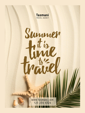 Summer Travel Inspiration on Palm Leaves Frame Poster 36x48in Design Template