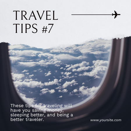 Travel tips with  Airplane Window Instagram Tasarım Şablonu