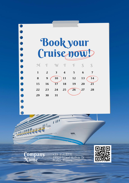Book Cruise Trip Offer Poster Tasarım Şablonu