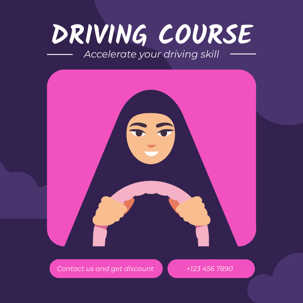 Ontwerpsjabloon van Instagram van Skill-building Car Driver's Course Offer