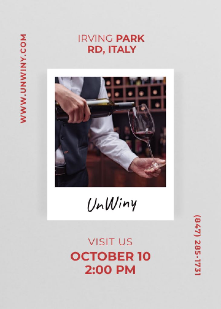 Wine Tasting Announcement with Sommelier pouring Wine Invitationデザインテンプレート