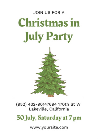 Christmas Party in July with Christmas Tree Flyer A7 – шаблон для дизайна