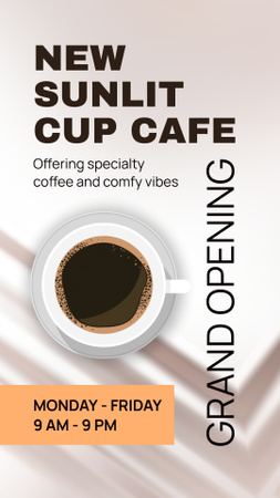 Plantilla de diseño de Apertura de nueva cafetería con café especial Instagram Video Story 