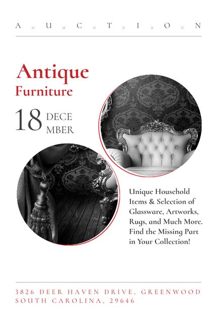 Antique Furniture Auction with armchair Tumblr – шаблон для дизайна