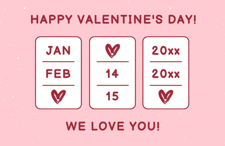 Template di design Valentine's Day Greeting In Pink Color with Hearts Thank You Card 5.5x8.5in