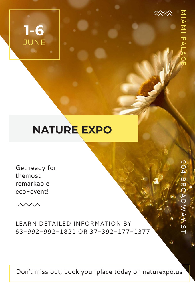 Platilla de diseño Nature Expo Announcement with Blooming Daisy Flower Pinterest