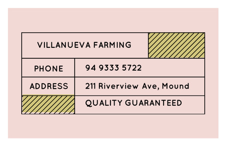 Farm Contact Details on Pink Business Card 85x55mm Design Template