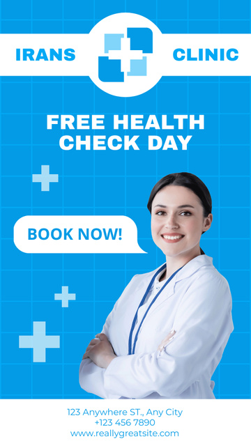 Ontwerpsjabloon van Instagram Story van Free Health Check Day Announcement