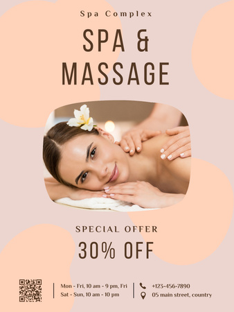Special Offer Beauty Salon on Spa and Massage Poster US Design Template