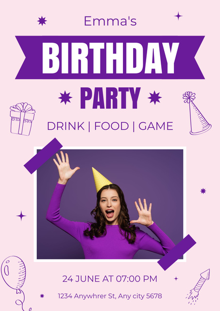Szablon projektu Birthday Party with Treats Announcement Poster