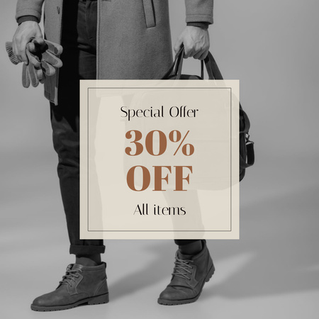 Discount Offer with Man in Stylish Outfit Instagram tervezősablon