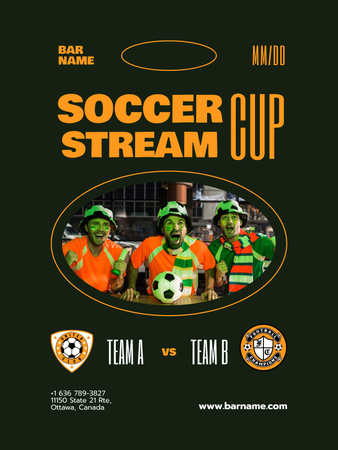 Soccer Game Stream Ad Poster US Design Template