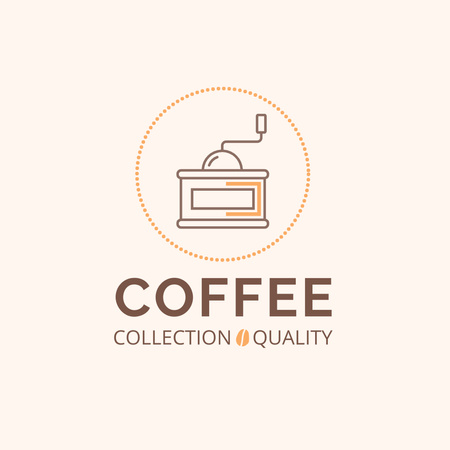 Lovely Cafe Ad with Coffee Grinder And Slogan Logo Design Template