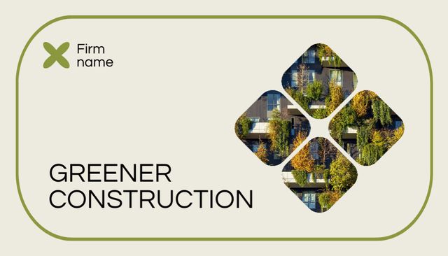 Green Construction Services Advertisement Business Card US Modelo de Design